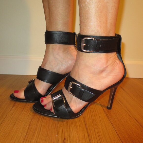 DSQUARED2 Black Ankle Cuff Buckled High Heel Sandals - Picture 3 of 9